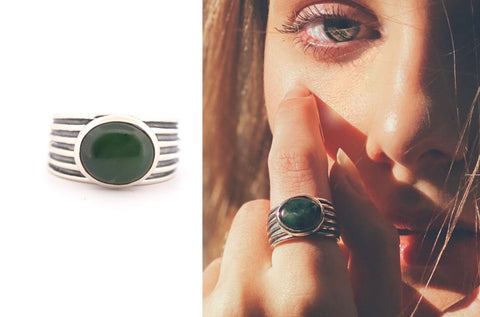 Natural Green Aventurine Teardrop Ring