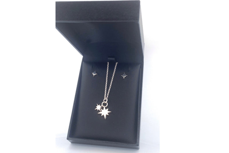Silver Morning Star Studs & Necklace Gift Duo