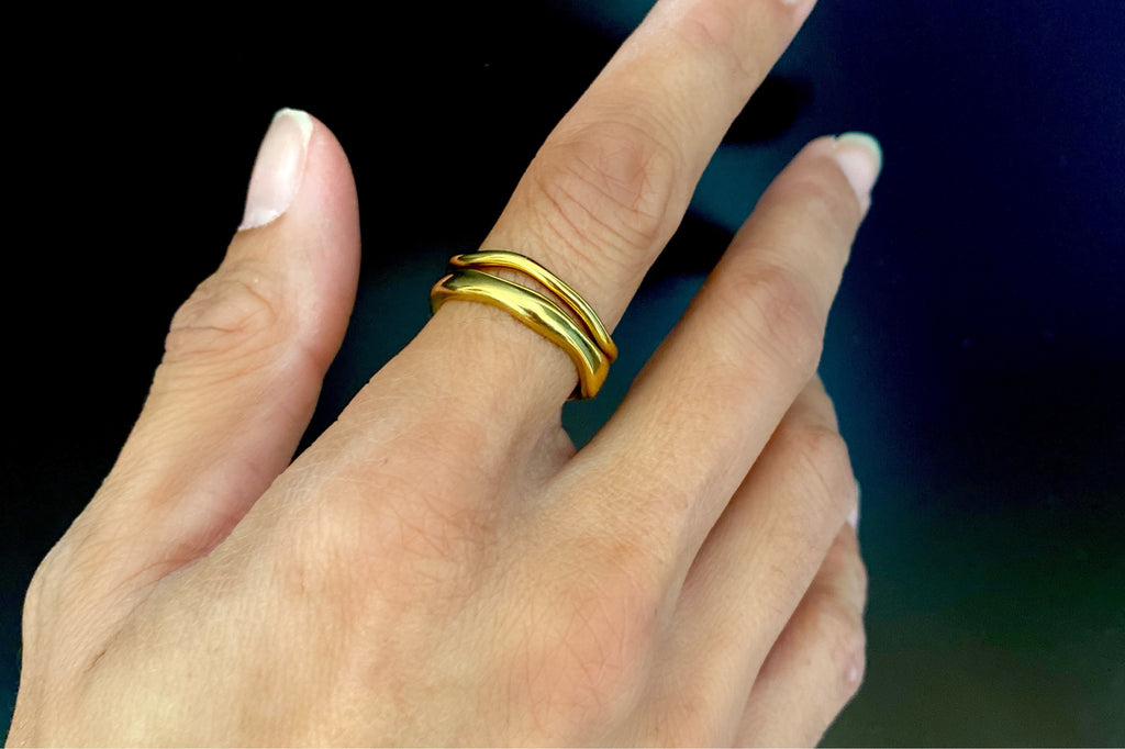 Gold Wave Stacker Ring