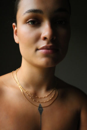 Gold Bead & Rope Necklace